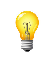 Lightbulb glowing yellow with transparent background
