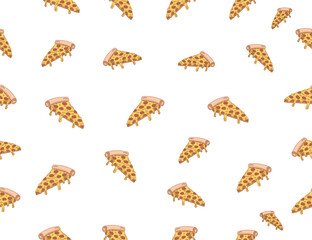 pizza pattern. Pizza seamless pattern. Pizza pattern background. Pizza Slices Pattern background. Pizza seamless pattern for restaurant packaging background. Junk food seamless pattern.