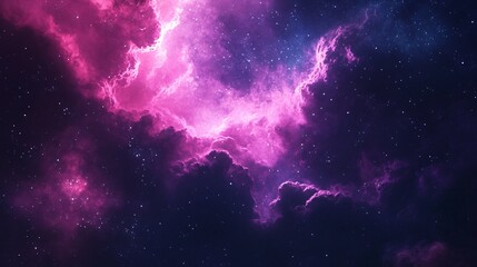 Fototapeta premium Stunning Pink and Purple Cosmic Nebula Illuminating the Vast Starry Sky in a Celestial Universe Scene