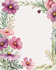 Fototapeta premium Elegant wedding invitation with soft watercolor flowers.