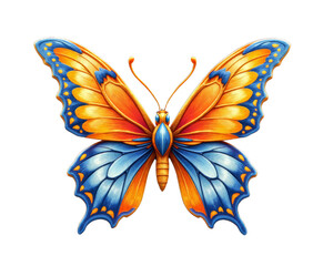 Orange and blue butterfly with transparent background