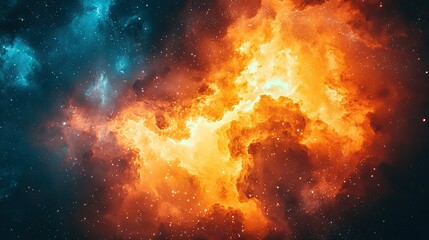 Naklejka premium Celestial Fire And Ice Cosmic Nebula Display