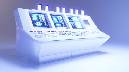 Fototapeta premium Futuristic control panel displays data in a modern studio