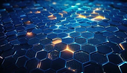 Obraz premium Glowing hexagonal cells create a futuristic, technological, abstract pattern.