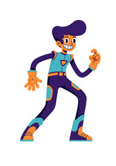 Futuristic Boy Character Walking Cartoon Illustration Sci Fi Animation Design