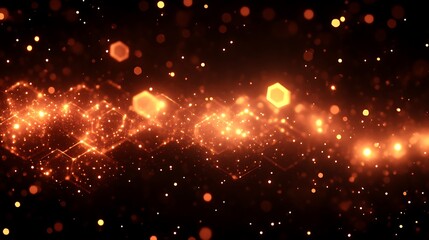 Fototapeta premium Abstract Orange Hexagon Light Particle Background