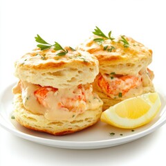 Fluffy biscuits stuffed with tender lobster meat