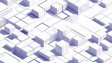 Isometric 3D Vector Illustration of a Futuristic City Building with Geometric Cube Blocks and Urban Architecture







