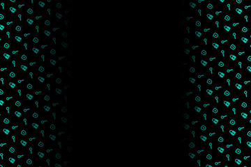 Vibrant pattern of keys and locks in a captivating design with a dark background © Ангелина