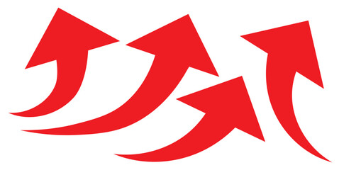 Long business growth curved arrow. Financial goal background template. Investment economy value concept.