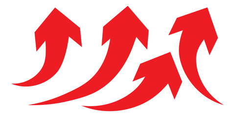 Long business growth curved arrow. Financial goal background template. Investment economy value concept.