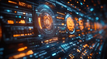 Futuristic Tech Interface:  Digital Dashboard Design