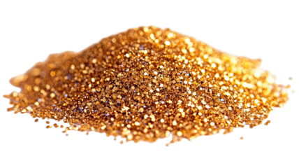 Gold glitter pile on black, sparkling background, for crafts/decor