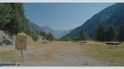 Mountain range view from a shooting range.
