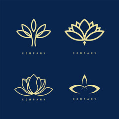 Lotus flower. Contour vector illustration for packaging, corporate identity, labels, postcards, invitations.