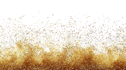 Gold glitter explosion on black background, festive overlay