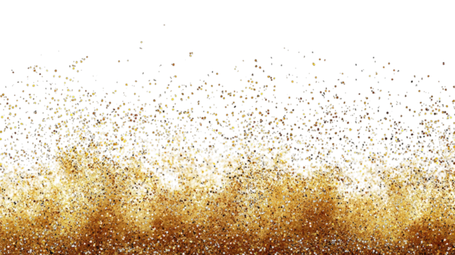 Gold glitter explosion on black background, festive overlay