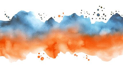 Obraz premium Blue and Orange Abstract Watercolor Background: Modern Art Print, Artistic Wallpaper, Creative Texture