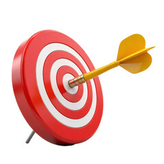 Red and white target with yellow dart, transparent background
