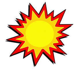 Red and yellow cartoon explosion with transparent background