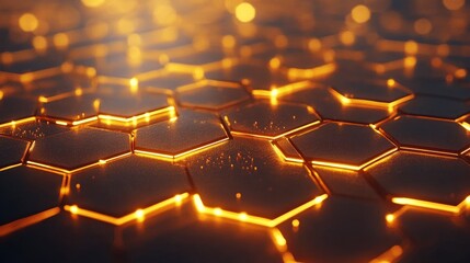 Obraz premium Illuminated Hexagonal Grid Pattern Abstract Background