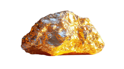 Gold nugget glowing on black, potential wealth, investment