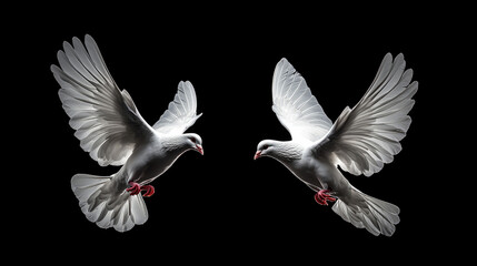 Two White Doves in Flight: A Symbol of Peace and Grace
