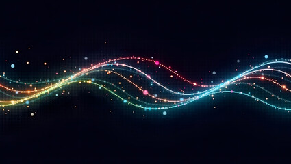 Dynamic Wave-Like Abstract Art with Pink, Orange, and Blue Lines 