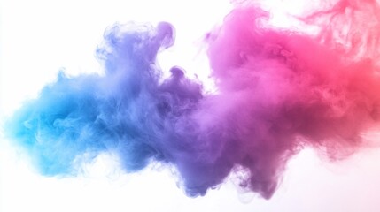 Fototapeta premium Colorful smoke swirls against white, studio backdrop, abstract art, design element