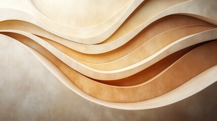 Abstract beige and brown curving wall design