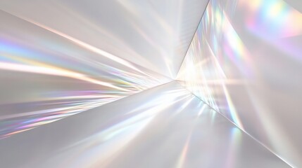 Iridescent light streaks converge in a futuristic, white space; background glow, website banner