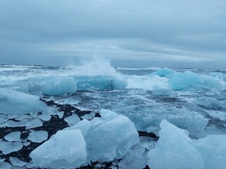 Iceland black sand diamond beach