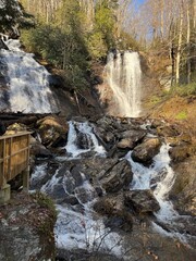Double waterfall in the forest