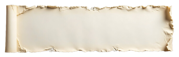 Obraz premium Scroll of parchment paper with torn edges transparent background