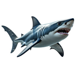 Obraz premium Shark with open mouth and sharp teeth transparent background