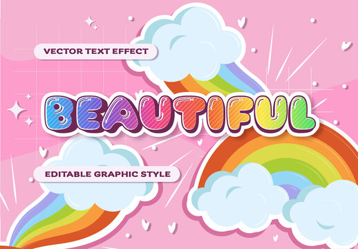 Colorful Rainbow Bubble Font, Cartoon Text Effect.