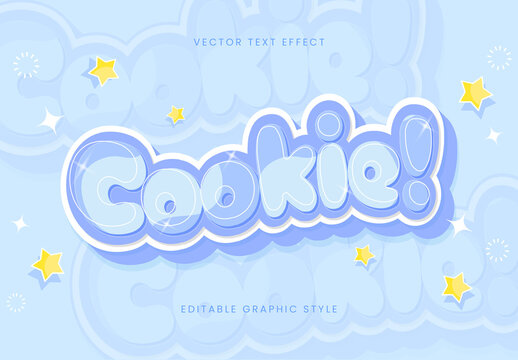 Blue and White Kawaii Bubble Font, Text Round Effect