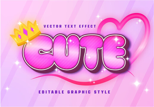 Pink and Yellow Kawaii Cute 3D Glossy Bubble Text Effect