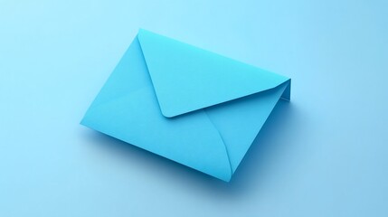 Blue envelope on light blue background; communication concept