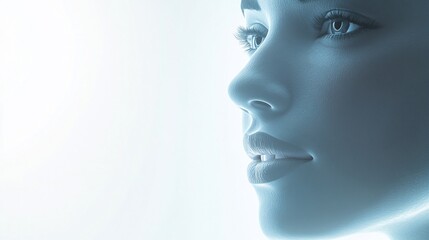 Obraz premium Woman's profile, serene, light background, digital art, beauty