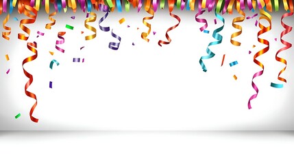 Colorful ribbons and confetti celebrate a festive occasion