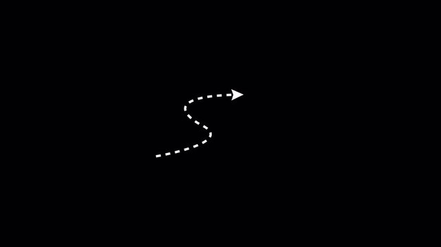 Dotted arrows animation on transparent background, Set of animated dotted arrows, white arrow on 4k Video