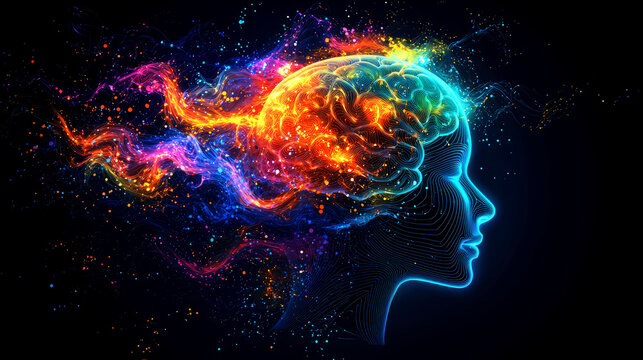 Vibrant Human Brain: Abstract Art of Mind Power and Consciousness