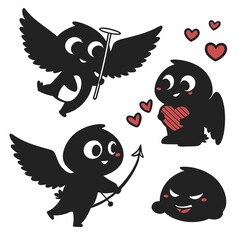 Valentine Elements Icon Set Silhouette Vector Illustration