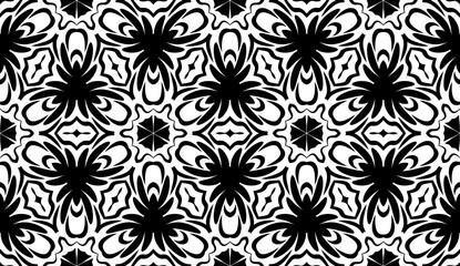 geometric floral art deco pattern. Seamless background. Monochrome modern vector illustration