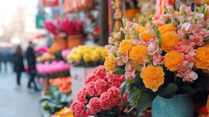 Blossom booth celebrating the lunar new year festivity