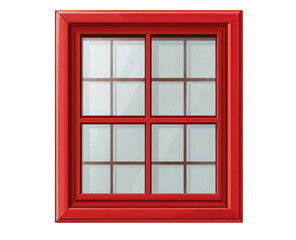 Fototapeta premium Red plastic window isolated on a transparent PNG white background