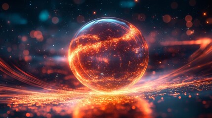 Obraz premium Fiery Orb Glowing Brightly In Cosmic Space