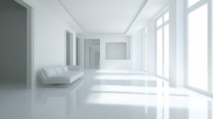 Fototapeta premium White minimalist apartment sunlight interior design