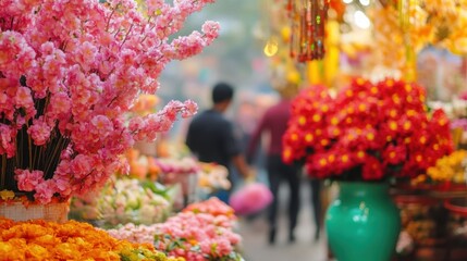 Blossom booth celebrating the lunar new year festivity